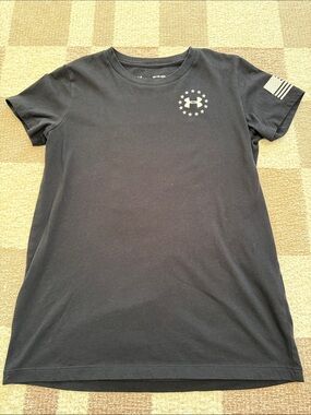 Under Armour Black Crewneck Tee with Flag Sleeve